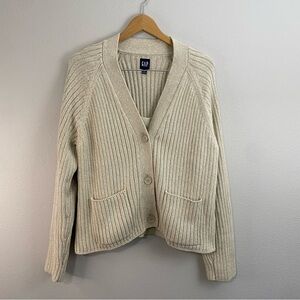 Gap‎ Chunky Ribbed Pocket Cardigan and Tanktop Set Moonstone Beige Women’s XL